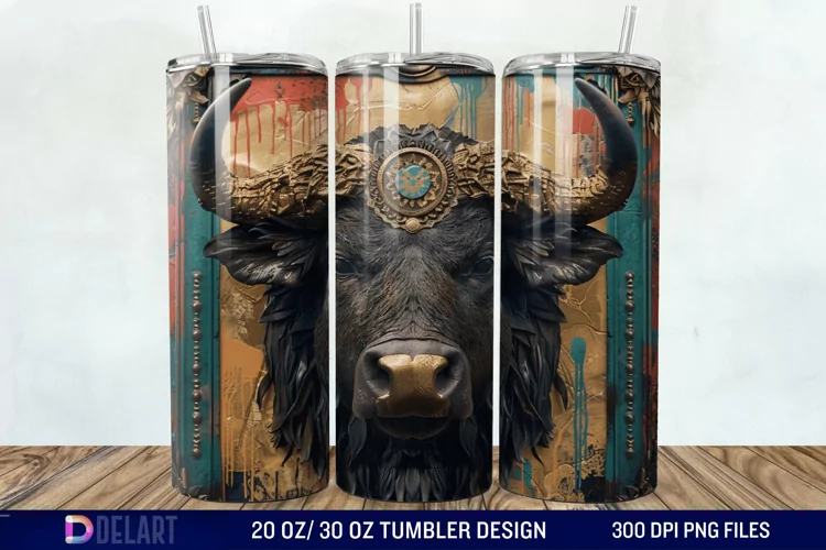 3D Vintage Buffalo Tumbler Wrap