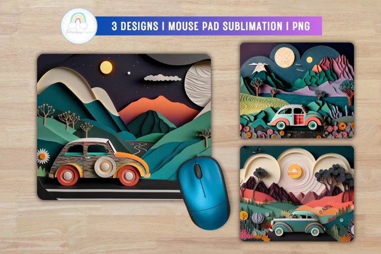 3D Vintage Car Mouse Pad Sublimation