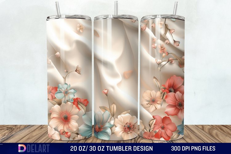 3d Vintage Chic Floral Flower Tumbler Wrap example image 1