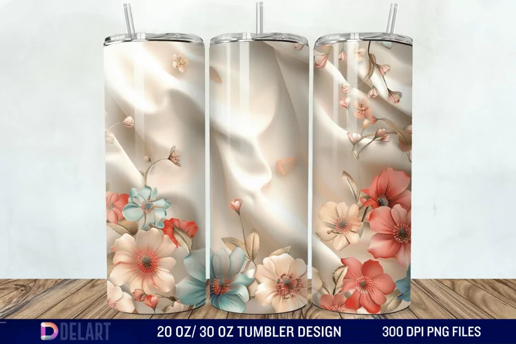 3d Vintage Chic Floral Flower Tumbler Wrap
