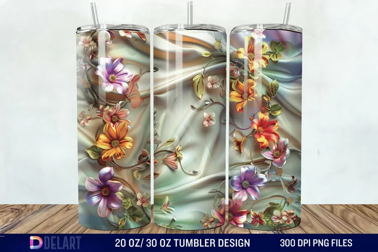 3d Vintage Chic Floral Flower Tumbler Wrap