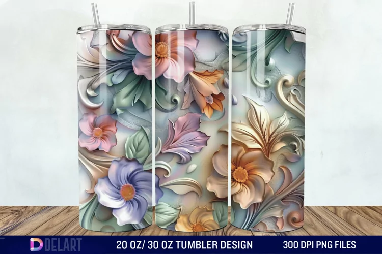 3d Vintage Chic Floral Flower Tumbler Wrap