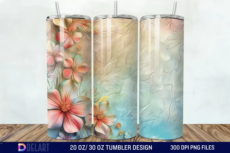 3d Vintage Chic Floral Flower Tumbler Wrap