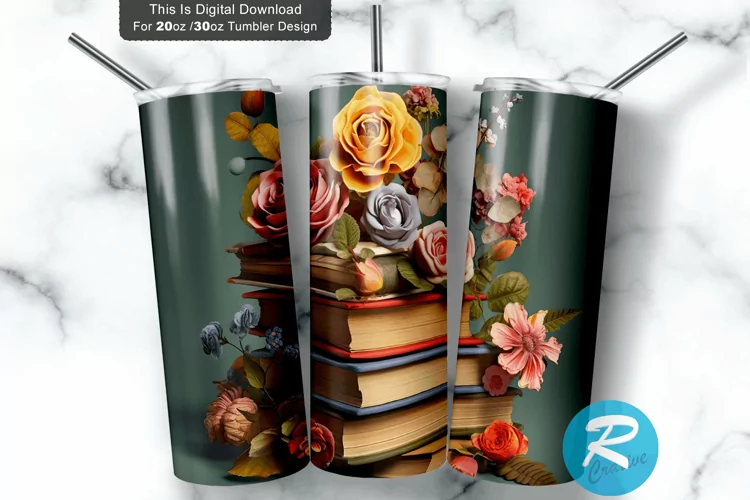3D Vintage Colorful Books 20oz/30oz Skinny Tumbler