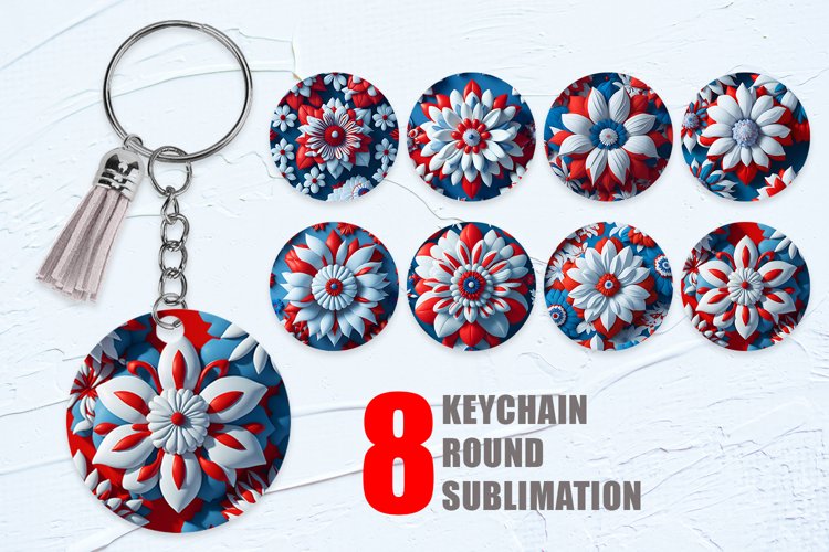 3D Flower patriot Keychain Background | 4th of July