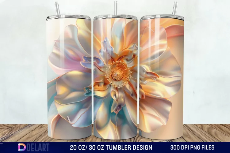 3D Vintage Flower Tumbler Wrap