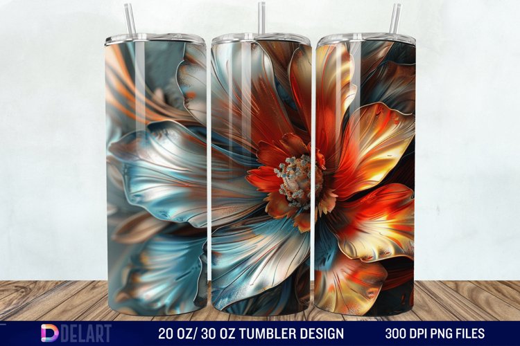 3D Vintage Flower Tumbler Wrap example image 1