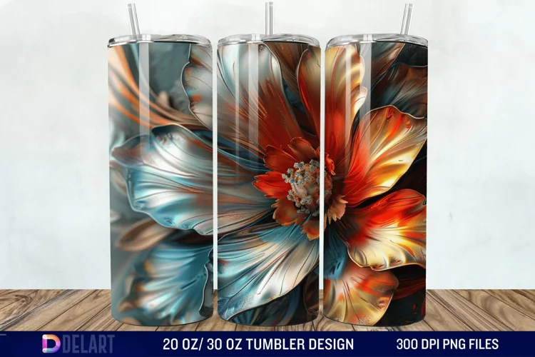 3D Vintage Flower Tumbler Wrap