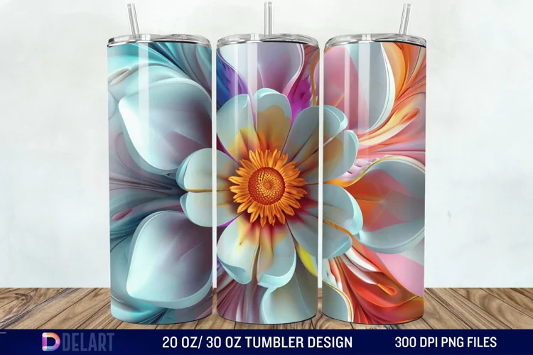 3D Vintage Flower Tumbler Wrap