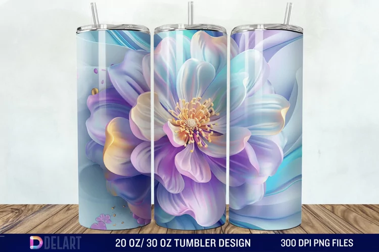 3D Vintage Flower Tumbler Wrap