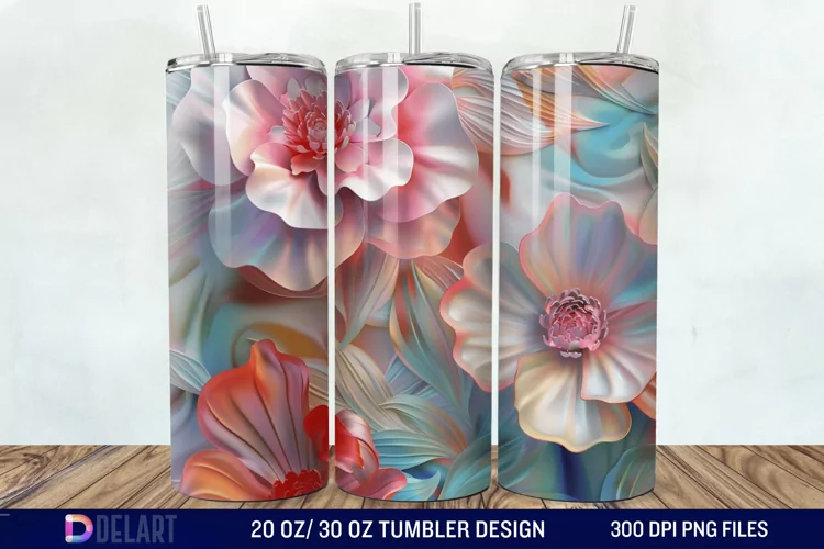 3D Vintage Flower Tumbler Wrap