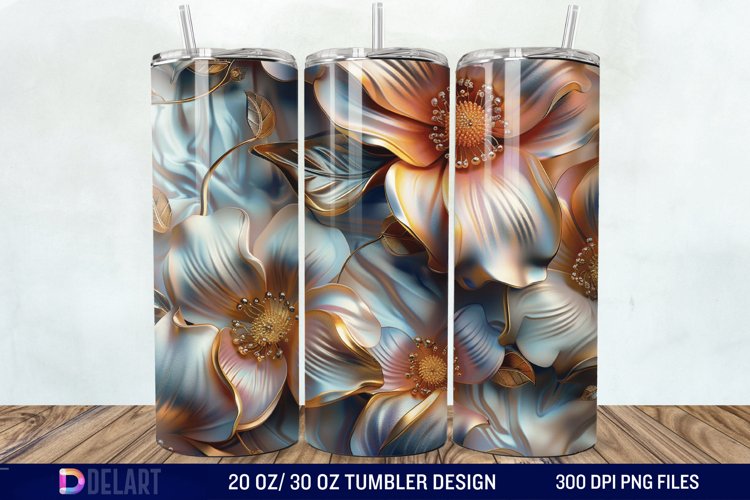 3D Vintage Flower Tumbler Wrap example image 1