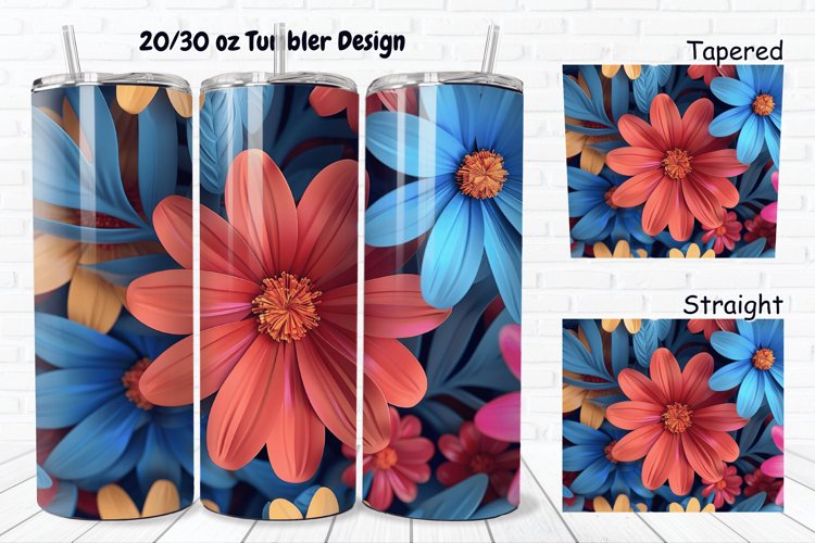 3D Vintage Flower 20/30oz Skinny Tumbler example image 1