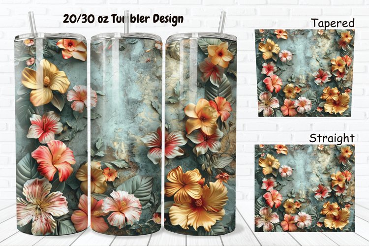 3D Vintage Flower 20/30oz Skinny Tumbler