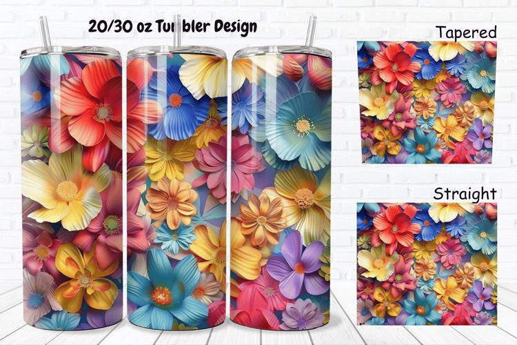 3D Vintage Flower 20/30oz Skinny Tumbler