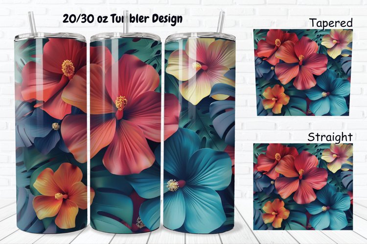 3D Vintage Flower 20/30oz Skinny Tumbler