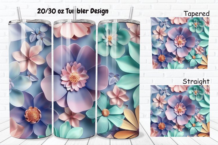 3D Vintage Flower 20/30oz Skinny Tumbler