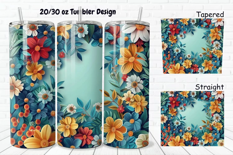 3D Vintage Flower 20/30oz Skinny Tumbler