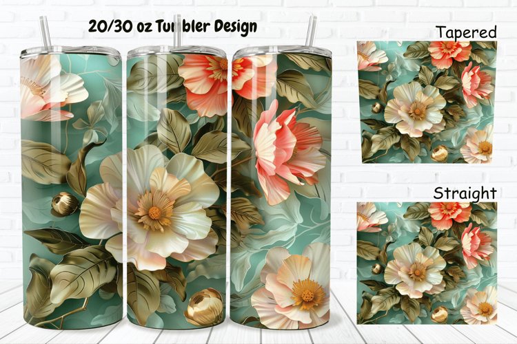3D Vintage Flower 20/30oz Skinny Tumbler