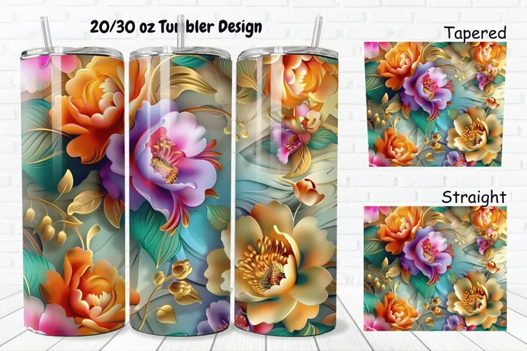 3D Vintage Flower 20/30oz Skinny Tumbler