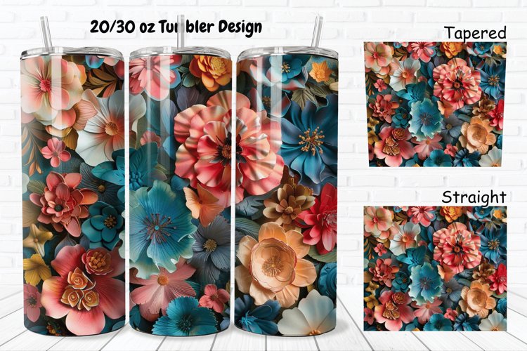 3D Vintage Flower 20/30oz Skinny Tumbler
