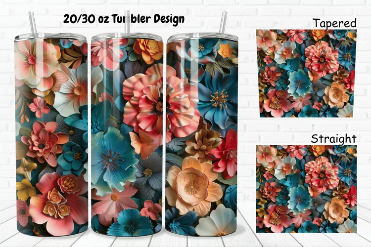 3D Vintage Flower 20/30oz Skinny Tumbler