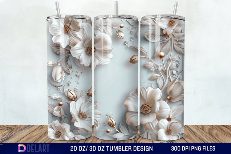 3d Vintage Flowers Tumbler Wrap example image 1