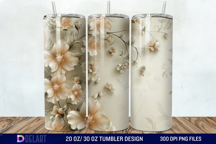3d Vintage Flowers Tumbler Wrap example image 1