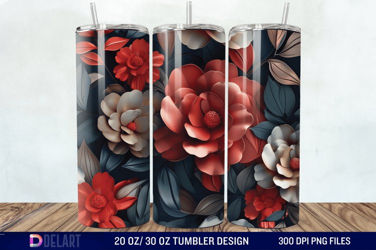 3d Vintage Flowers Tumbler Wrap example image 1