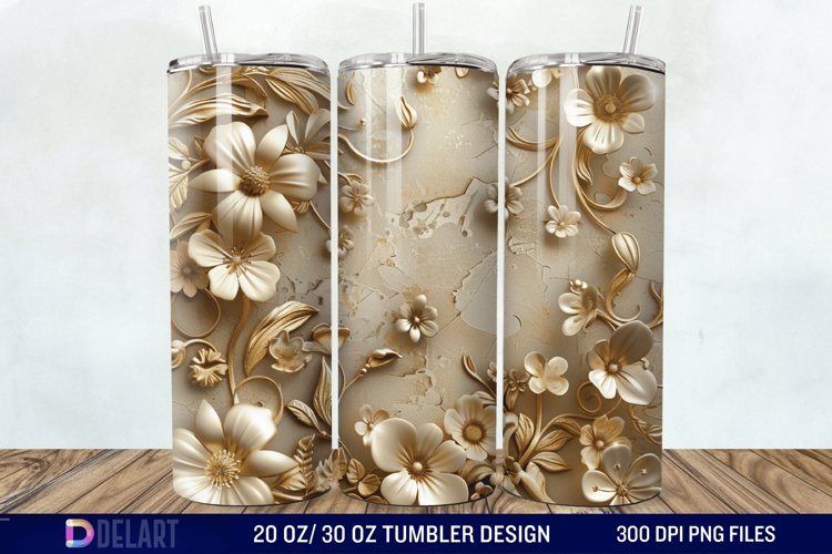 3d Vintage Flowers Tumbler Wrap example image 1