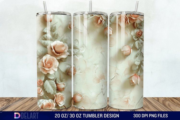 3d Vintage Flowers Tumbler Wrap example image 1