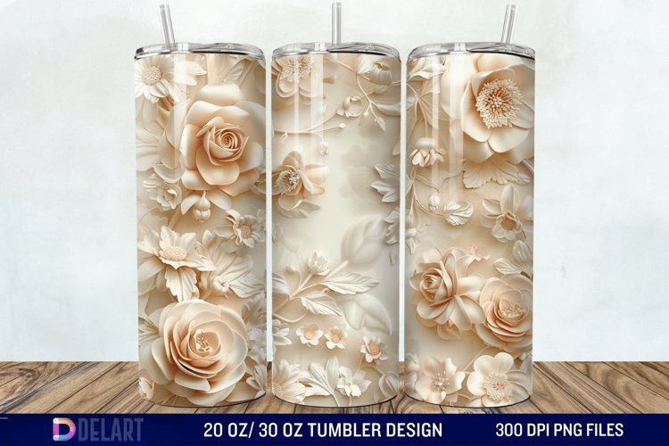 3d Vintage Flowers Tumbler Wrap example image 1