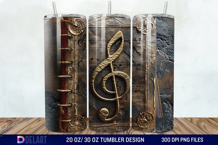 3D Vintage Journal Music Note Tumbler Wrap example image 1