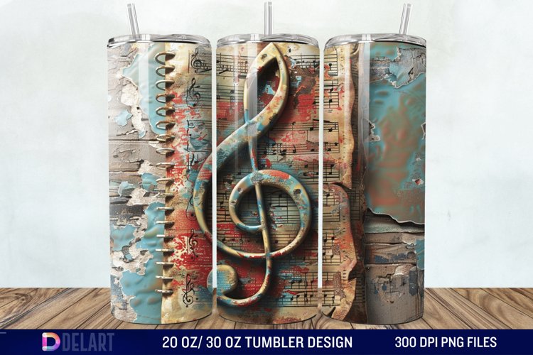 3D Vintage Journal Music Note Tumbler Wrap example image 1