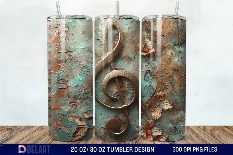 3D Vintage Journal Music Note Tumbler Wrap example image 1