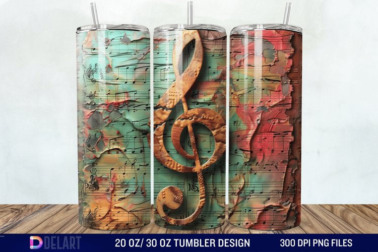 3D Vintage Journal Music Note Tumbler Wrap example image 1