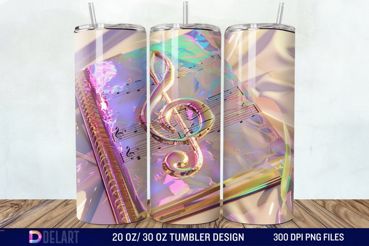3D Vintage Journal Music Note Tumbler Wrap example image 1