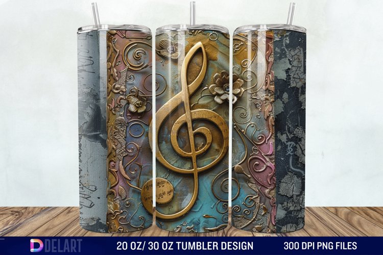 3D Vintage Journal Music Note Tumbler Wrap example image 1