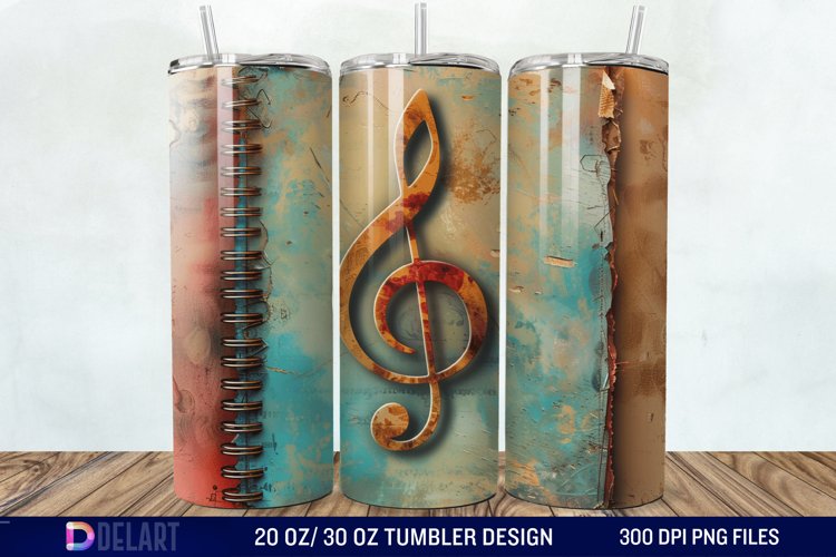 3D Vintage Journal Music Note Tumbler Wrap example image 1