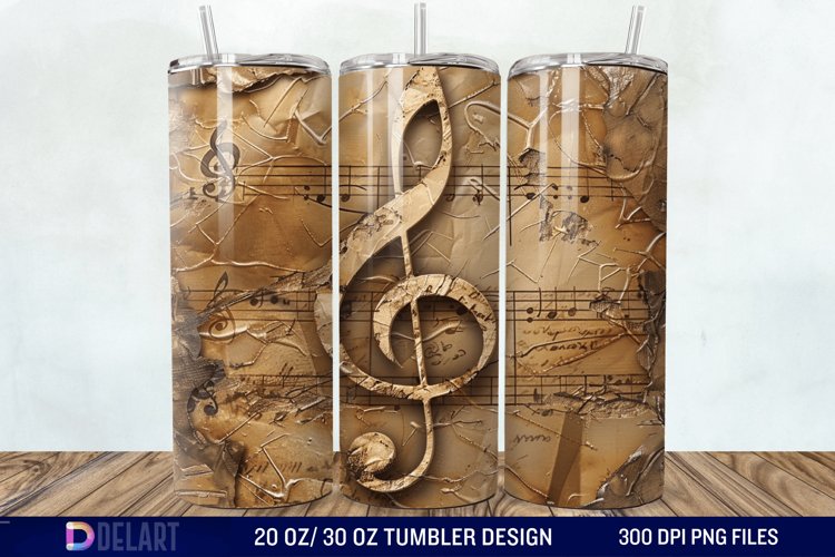 3D Vintage Journal Music Note Tumbler Wrap example image 1