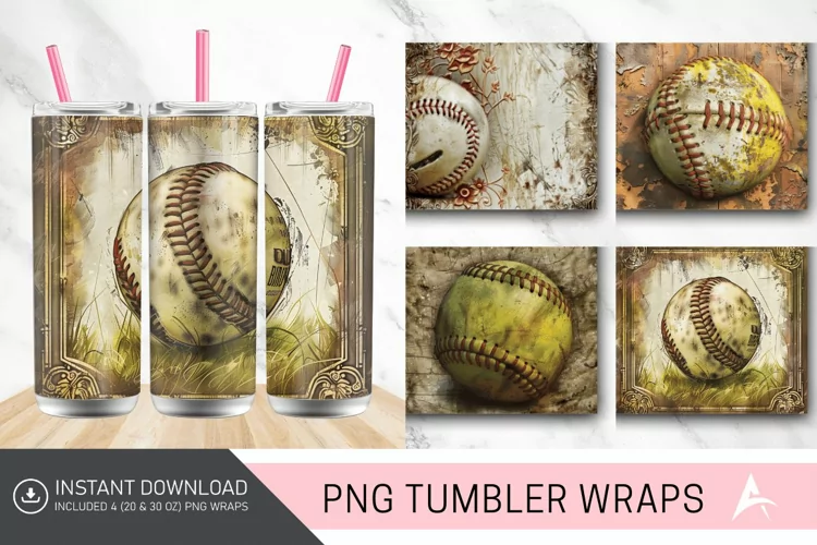 3D vintage Softball Tumbler wrap