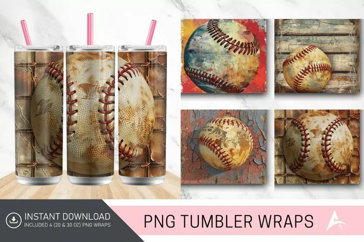 3D vintage Softball Tumbler wrap