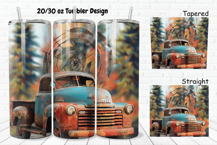 3D Vintage Truck 20/30oz Skinny Tumbler