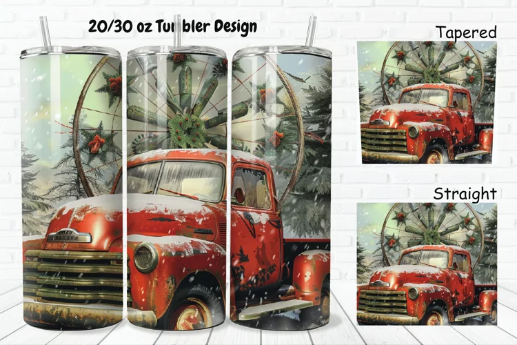 3D Vintage Truck 20/30oz Skinny Tumbler