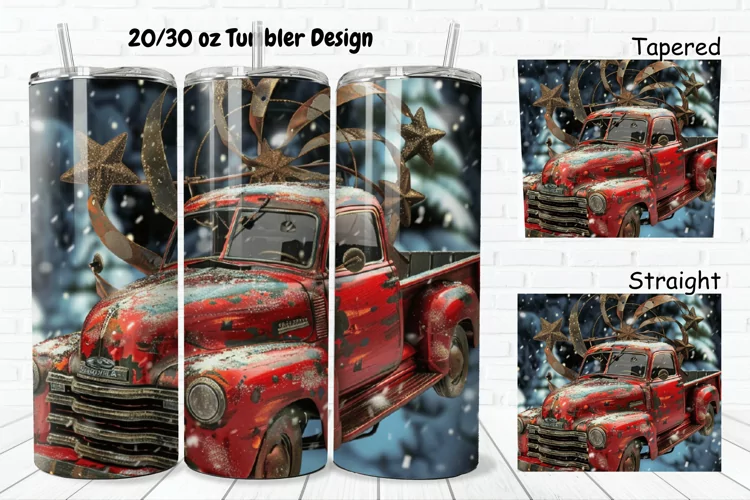3D Vintage Truck 20/30oz Skinny Tumbler