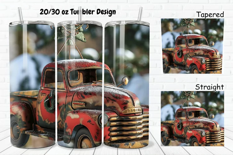 3D Vintage Truck 20/30oz Skinny Tumbler