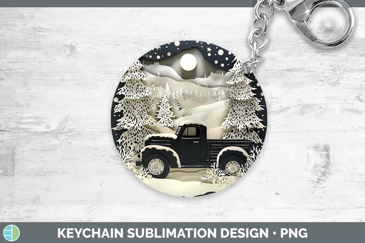 3D Vintage Truck Keychain Sublimation Keyring Designs
