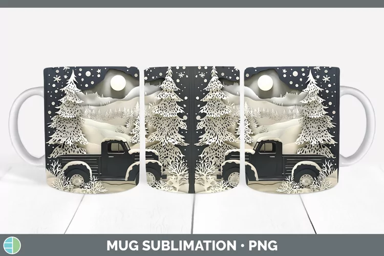3D Vintage Truck Mug Wrap Sublimation Coffee Cup Designs