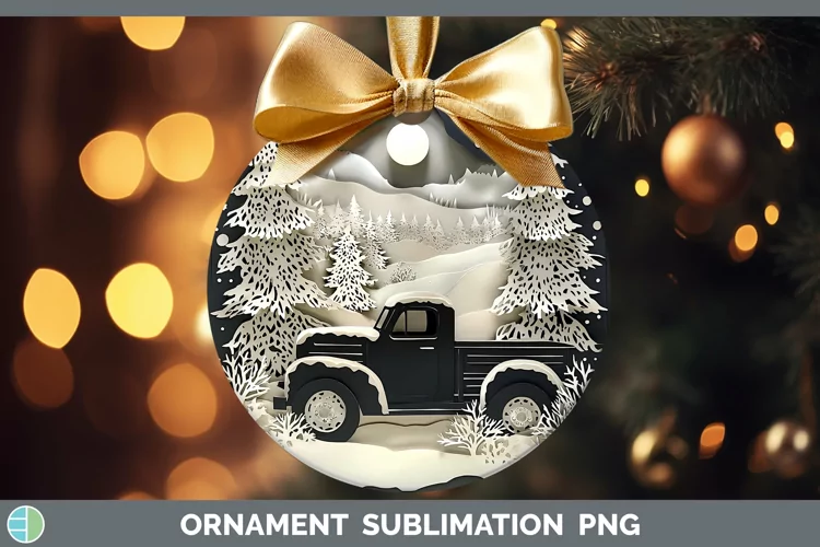 3D Vintage Truck Ornament Sublimation Bauble Designs