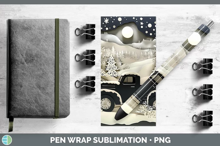 3D Vintage Truck Pen Wrap Sublimation Pen Designs